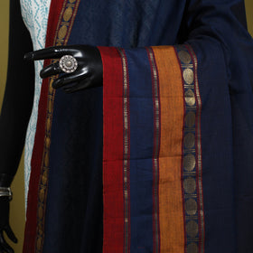 Blue - dharwad cotton dupatta with zari border 02