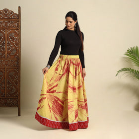 Buy 24 Kali Yellow Patchwork Cotton Long Shibori Tie-Dye Skirt