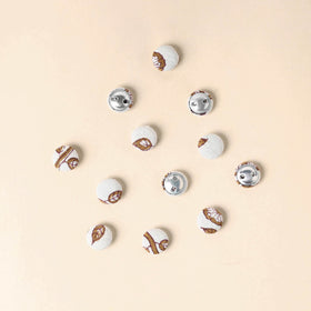  White Handmade Fabric Button Small at iTokri