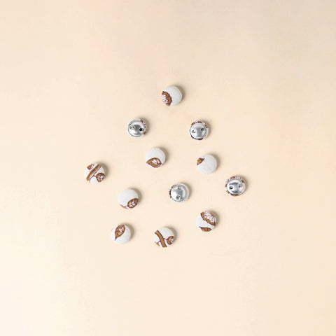  White Handmade Fabric Button Small at iTokri