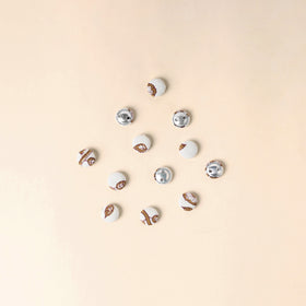  White Handmade Fabric Button Small at iTokri