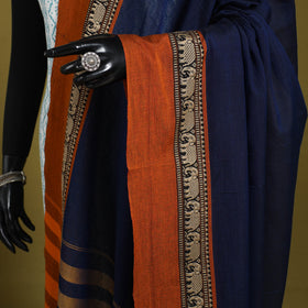 Blue - dharwad cotton dupatta with zari border 03