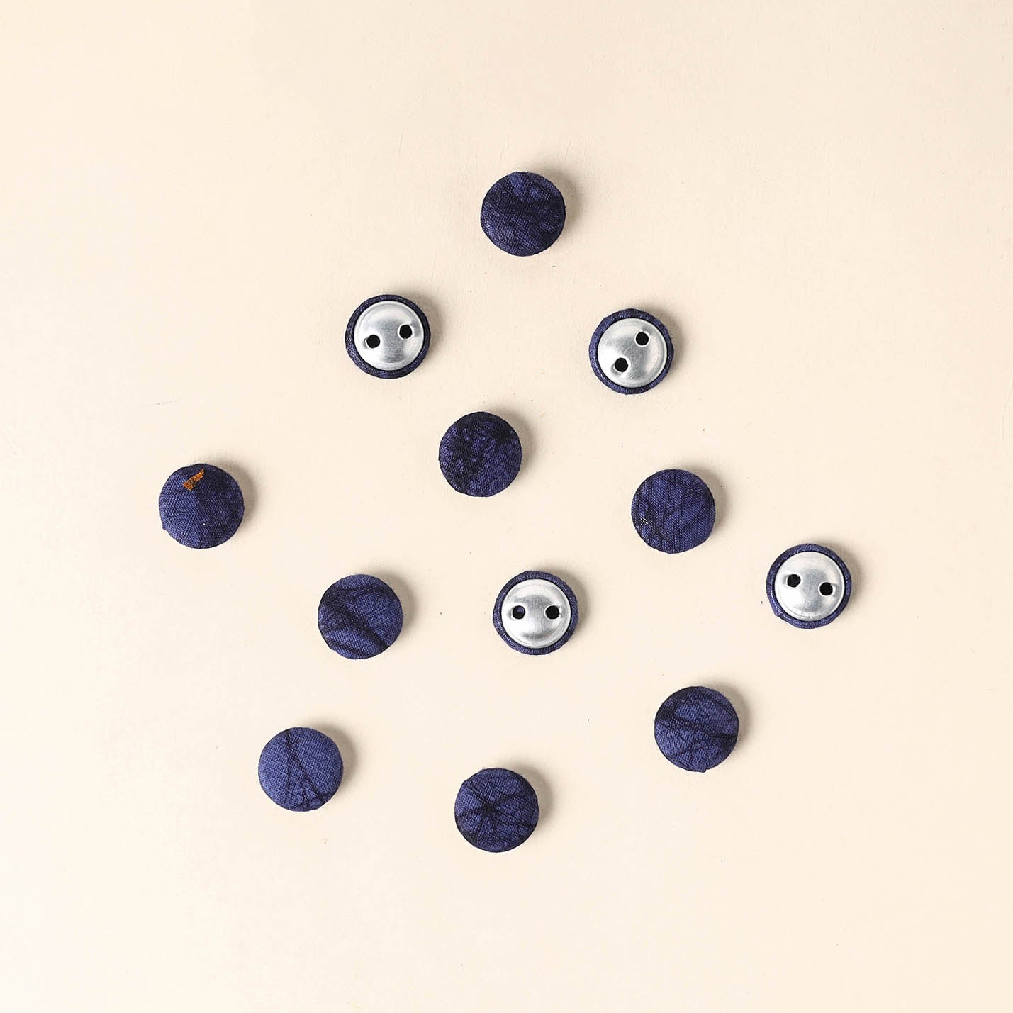  Blue Handmade Fabric Button Small at iTokri