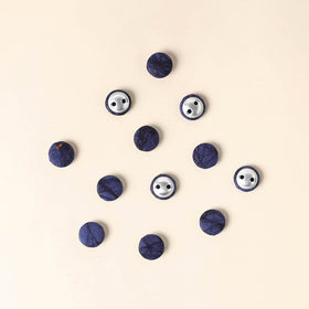  Blue Handmade Fabric Button Small at iTokri