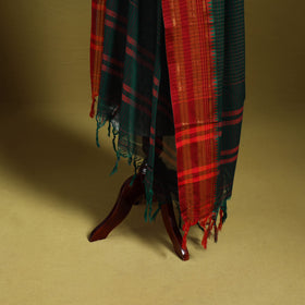 Green - dharwad cotton dupatta with zari border 04