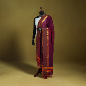 Purple - dharwad cotton dupatta with zari border 05