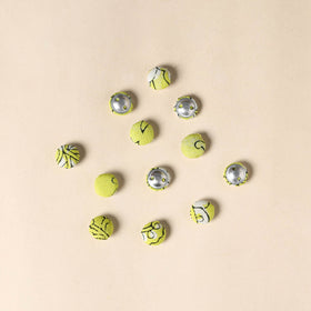  Yellow Handmade Fabric Button Small at iTokri