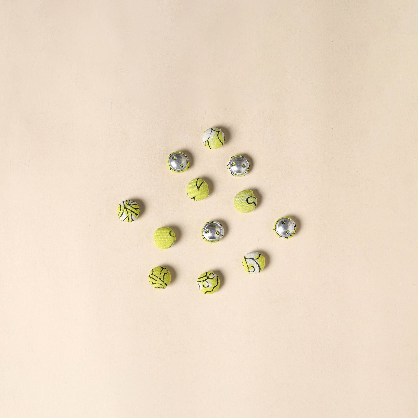  Yellow Handmade Fabric Button Small at iTokri