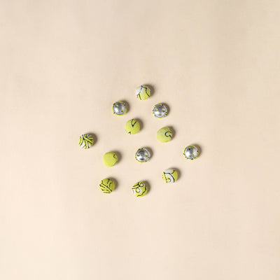  Yellow Handmade Fabric Button Small at iTokri