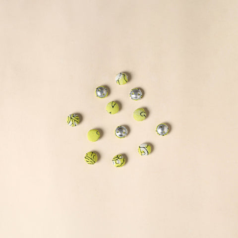  Yellow Handmade Fabric Button Small at iTokri