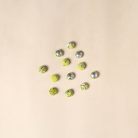  Yellow Handmade Fabric Button Small at iTokri