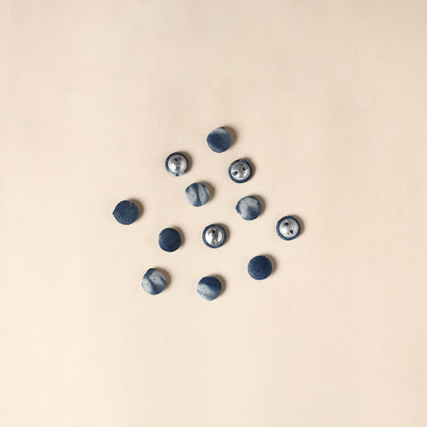  Blue Handmade Fabric Button Small at iTokri
