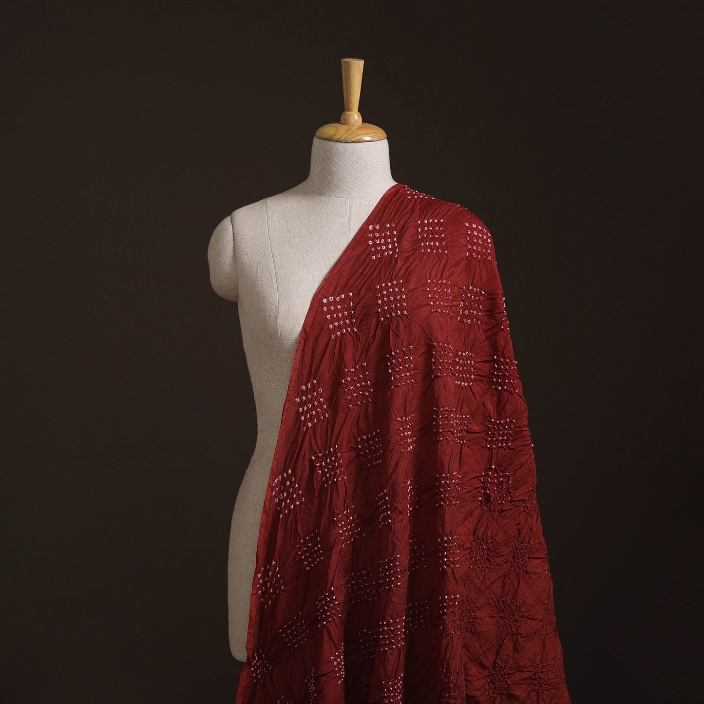 Kutch Bandhani Tie-Dye Chanderi Silk Fabric 13