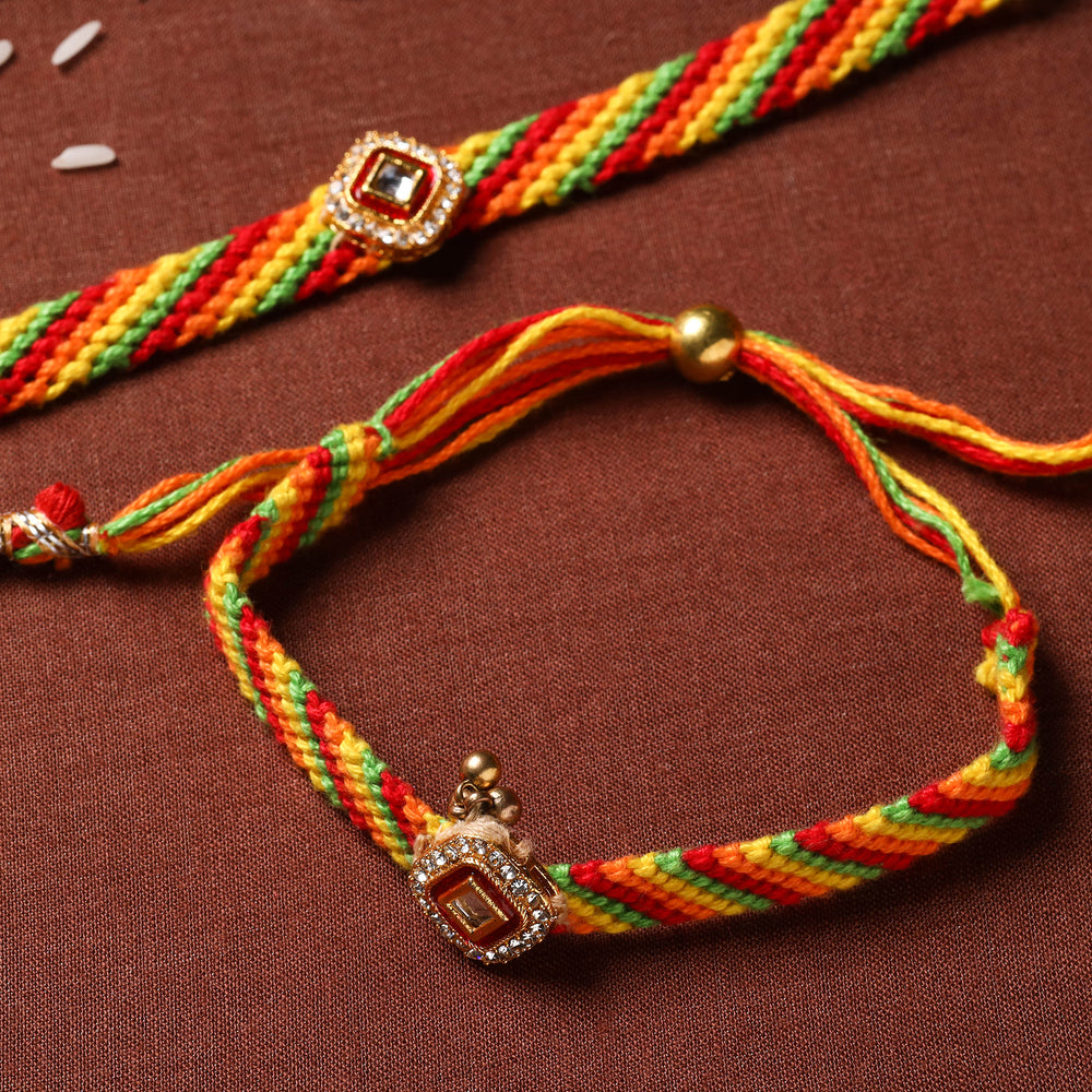 Tribal Hand Embroidered Couple Rakhi