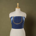 Blue - shibori hand embroidery cotton blouse piece 48