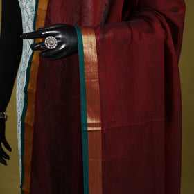 Maroon - dharwad cotton dupatta with zari border 07