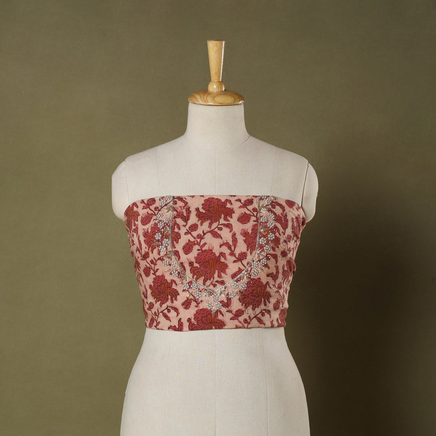 Pink - jahota hand embroidery cotton blouse piece 49