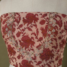 Pink - jahota hand embroidery cotton blouse piece 49