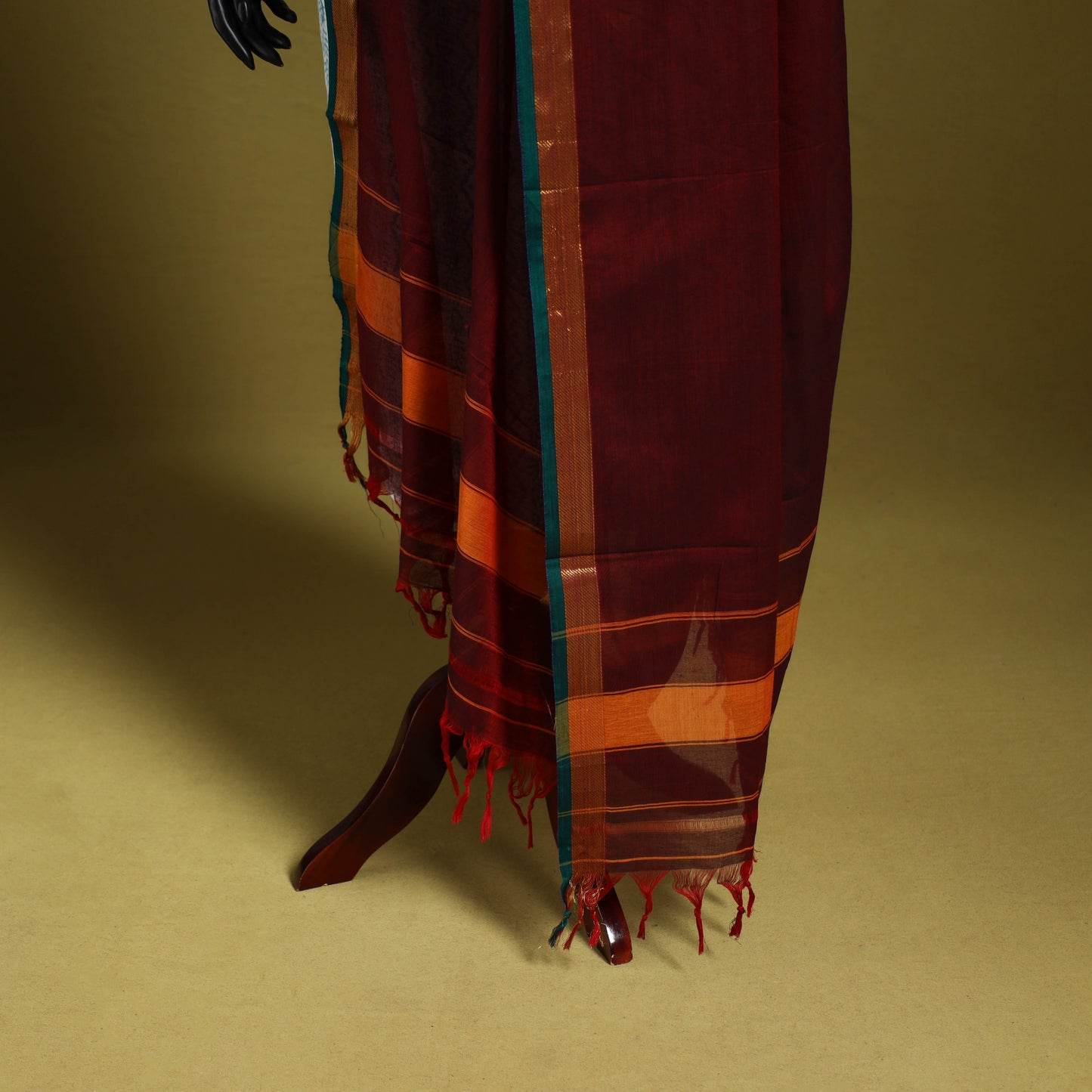 Maroon - dharwad cotton dupatta with zari border 07