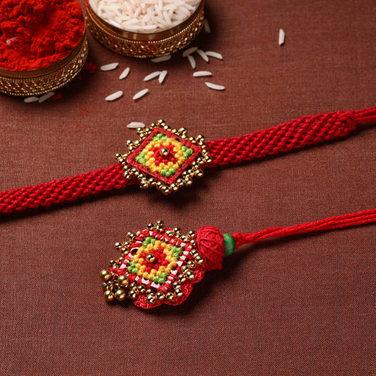Tribal Hand Embroidered Rakhi & Lumba Set