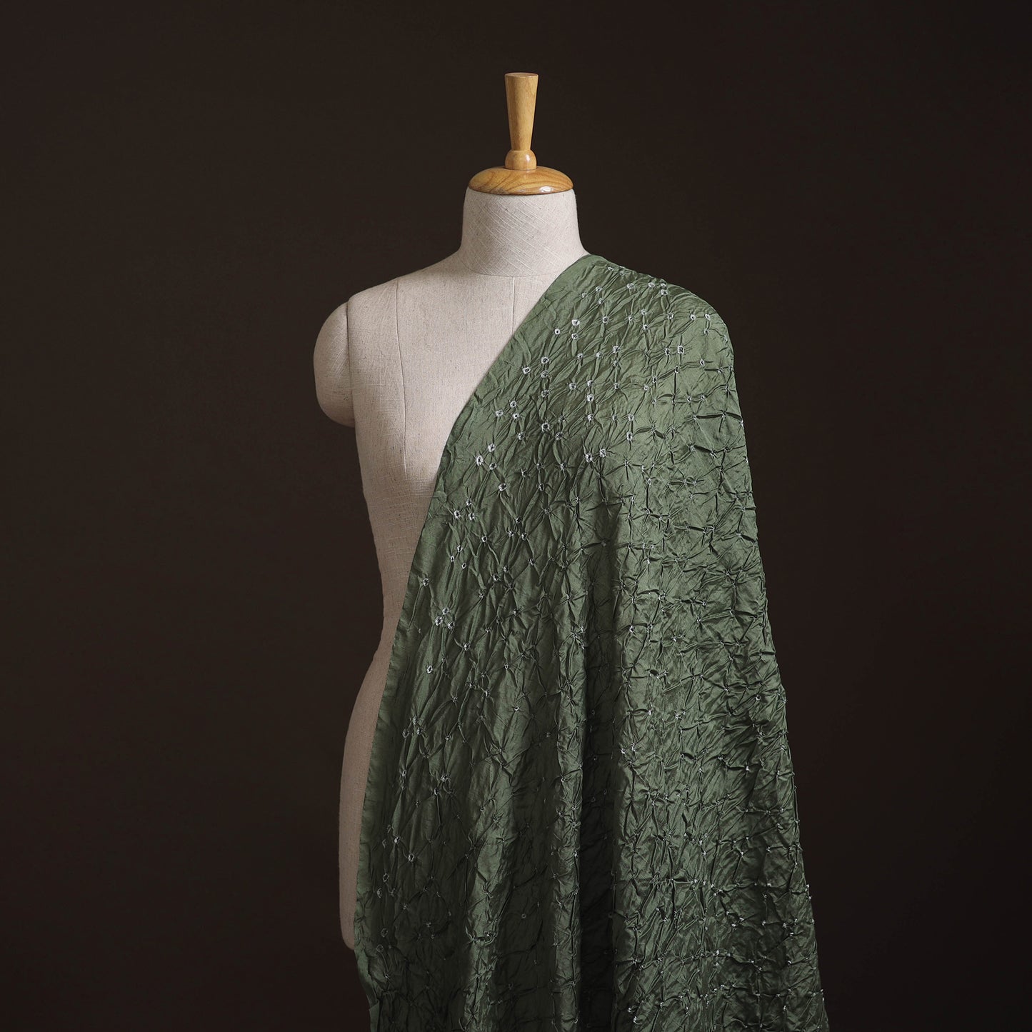 Kutch Bandhani Tie-Dye Chanderi Silk Fabric 08