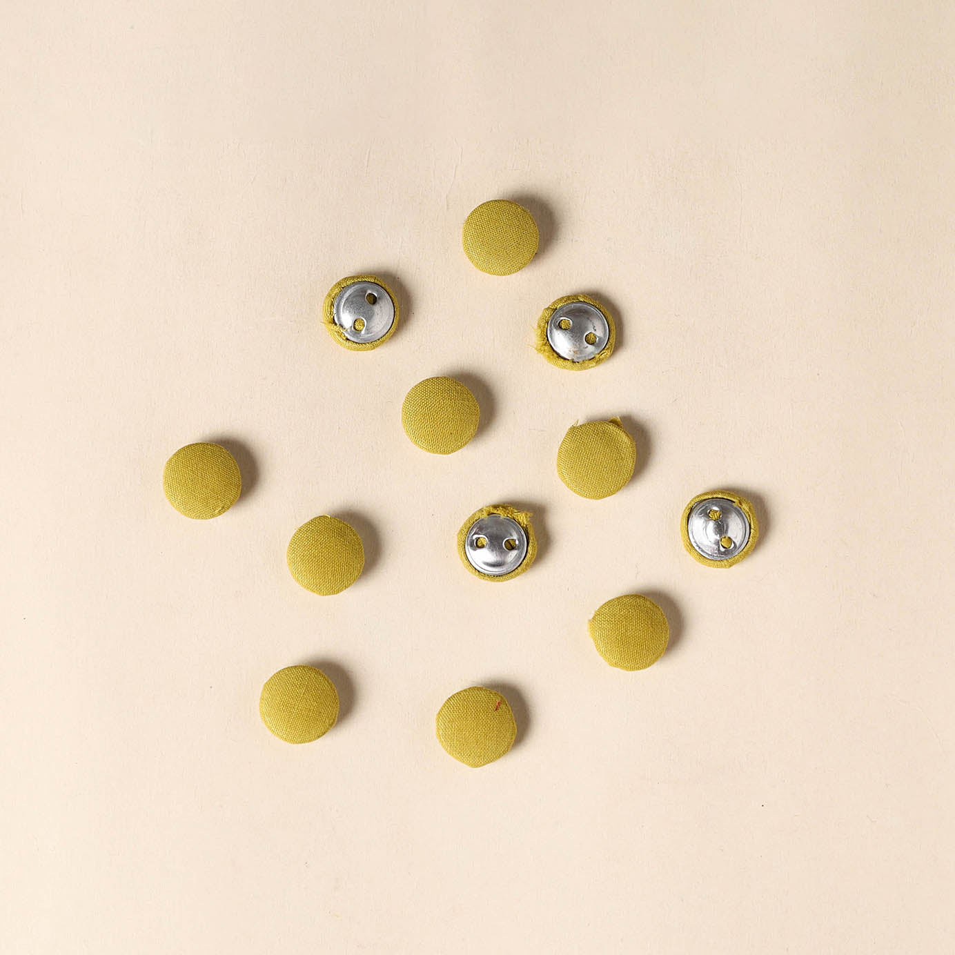  Yellow Handmade Fabric Button Small at iTokri