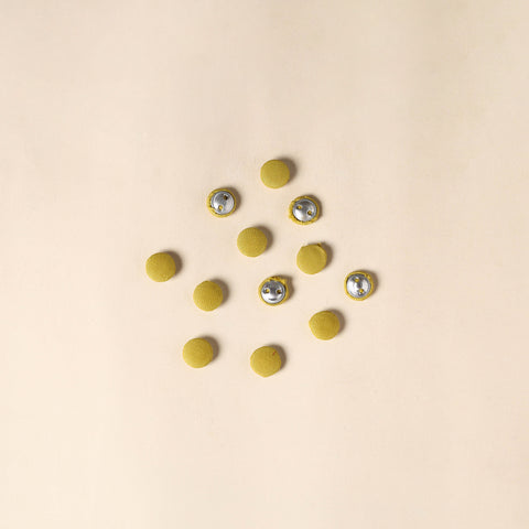  Yellow Handmade Fabric Button Small at iTokri