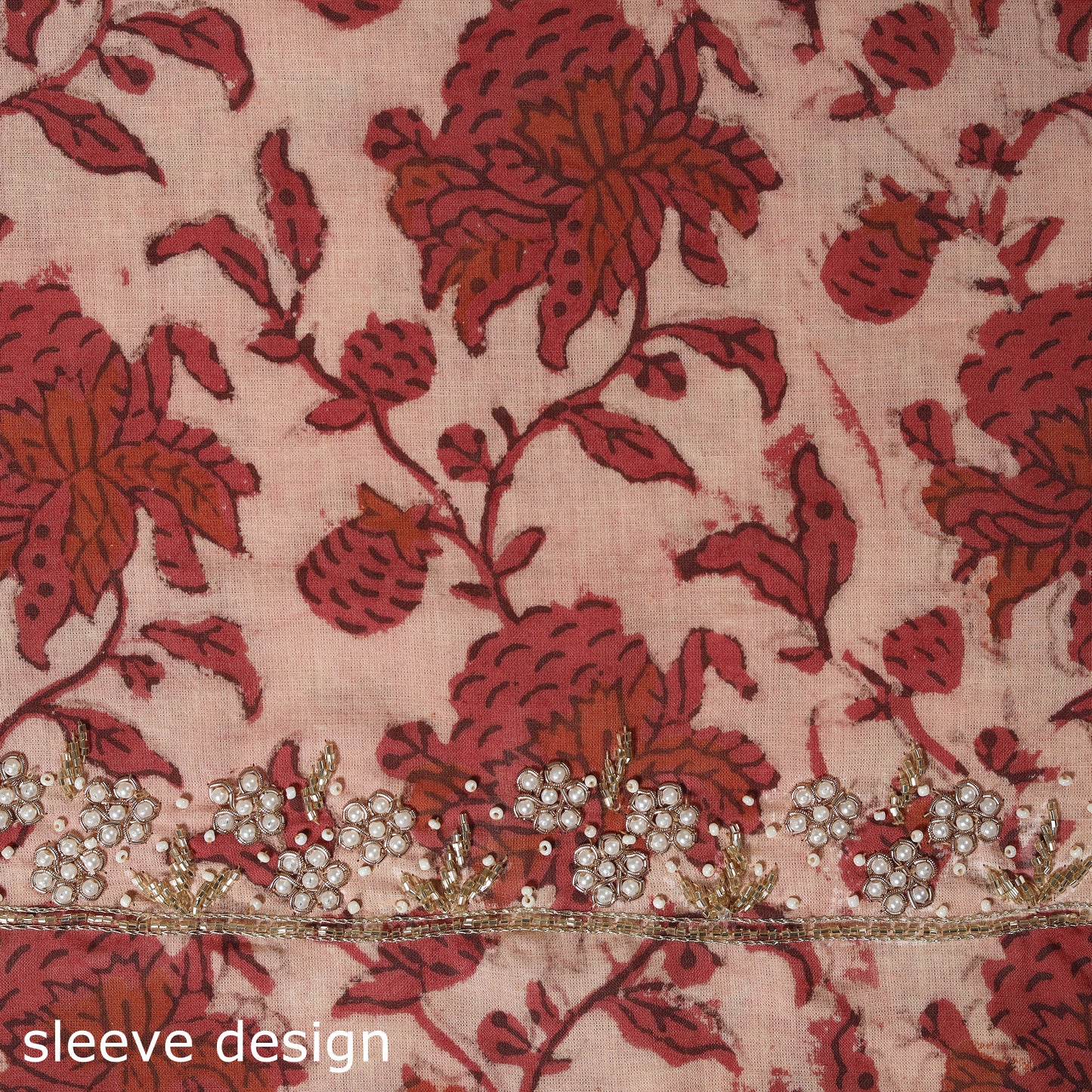 Pink - jahota hand embroidery cotton blouse piece 49