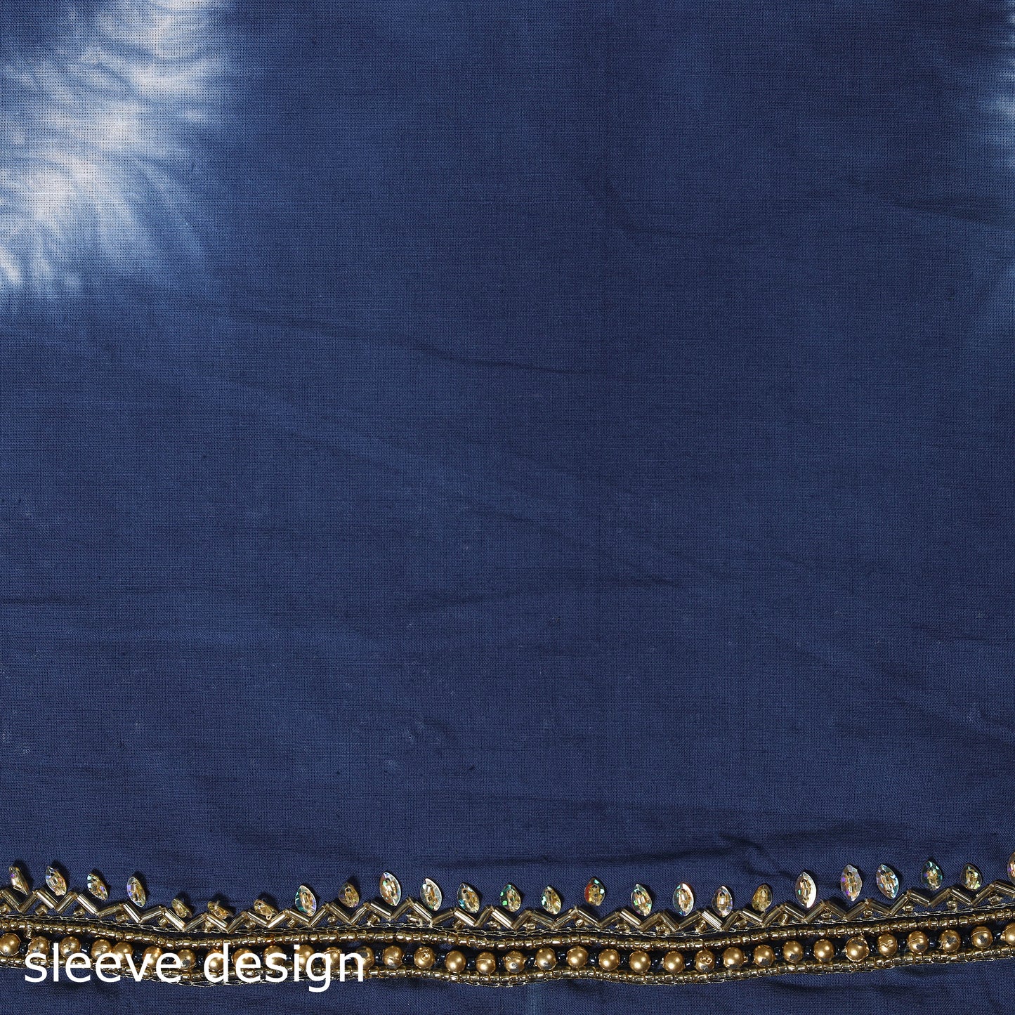 Blue - shibori hand embroidery cotton blouse piece 48