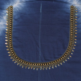 Blue - shibori hand embroidery cotton blouse piece 48