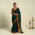 Buy Green Mercerised Cotton Zari Border Dharwad Saree