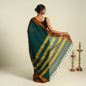 Buy Green Mercerised Cotton Zari Border Dharwad Saree