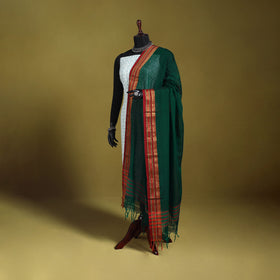 Green - dharwad cotton dupatta with zari border 11