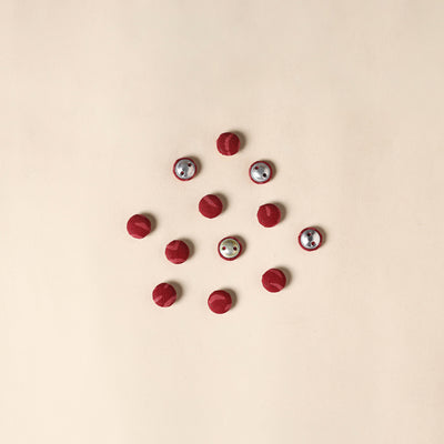  Red Handmade Fabric Button Small at iTokri
