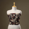 Black Kalamkari Print Hand Embroidery Cotton Blouse Piece
