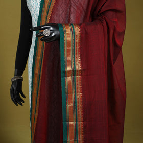 Maroon - dharwad cotton dupatta with zari border 12