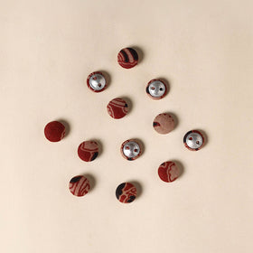  Red Handmade Fabric Button Small at iTokri