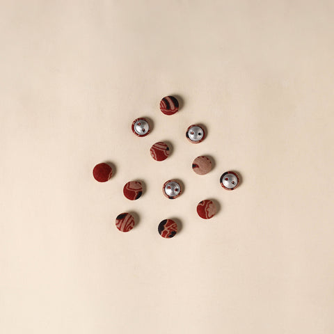  Red Handmade Fabric Button Small at iTokri