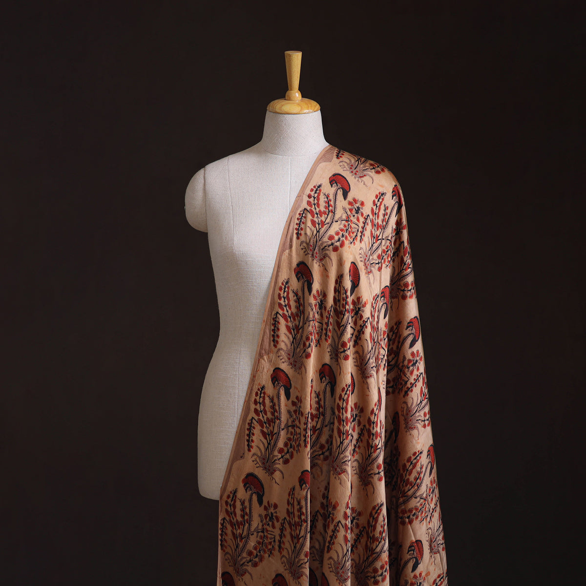 Pomegranate Peel Hand Block Print Modal Silk Fabric 09