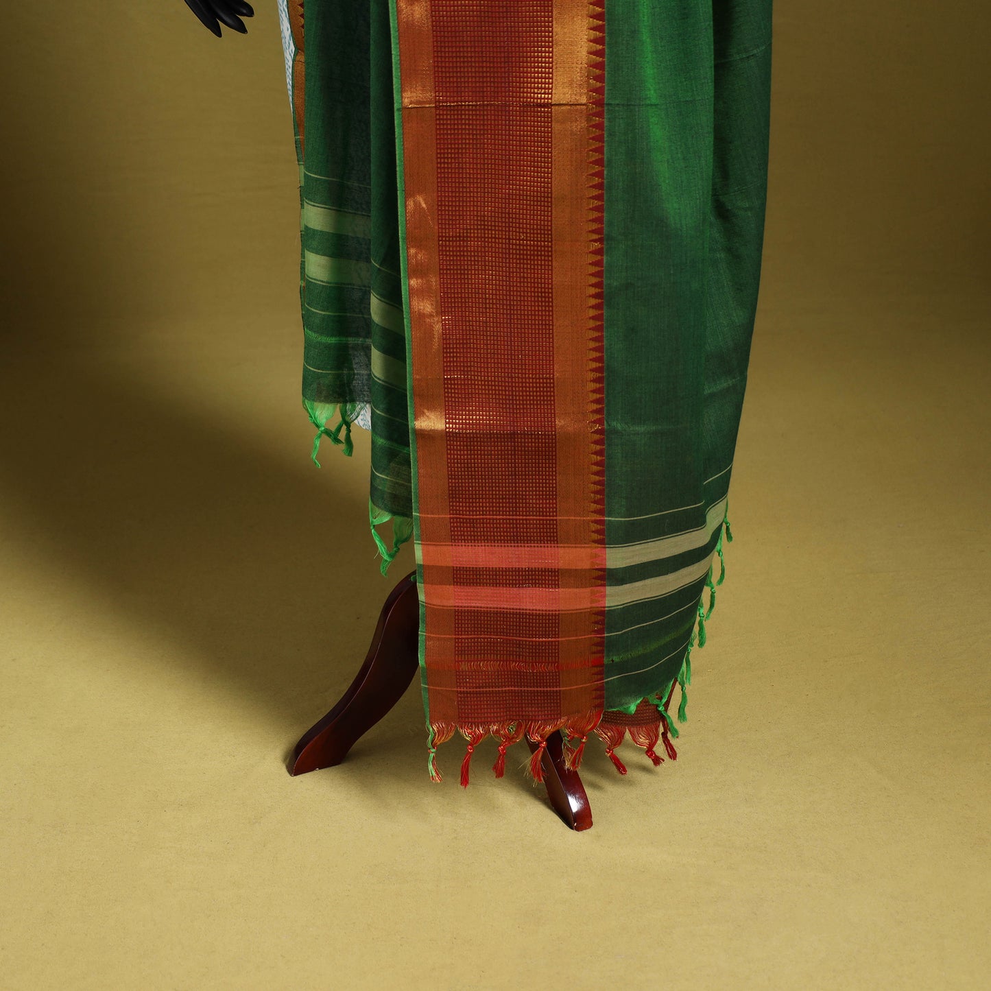 Green - dharwad cotton dupatta with zari border 13