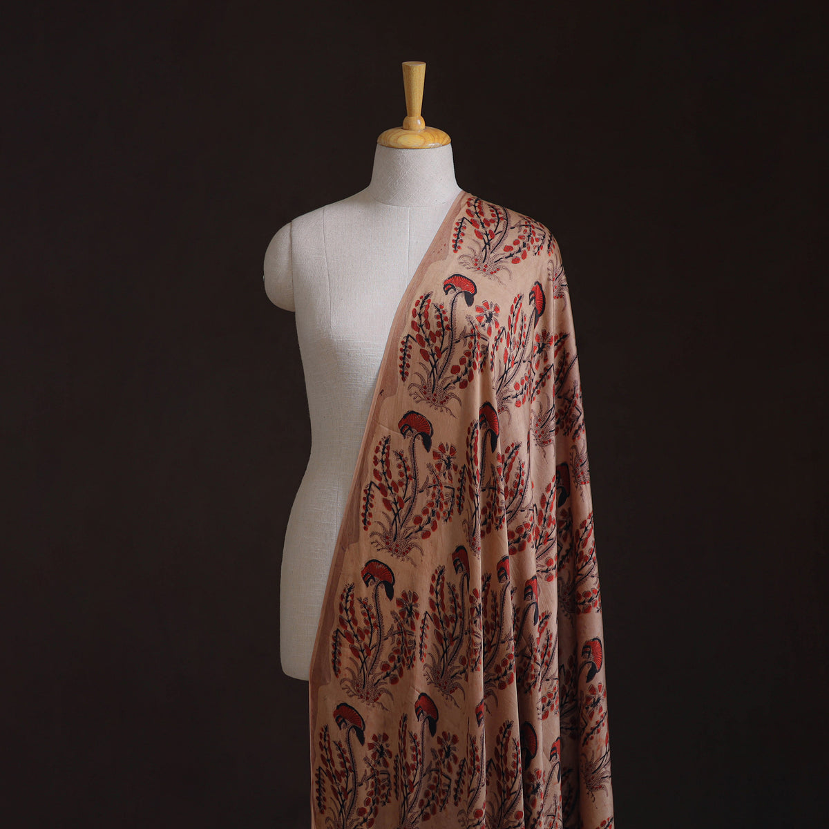 Pomegranate Peel Hand Block Print Modal Silk Fabric 08