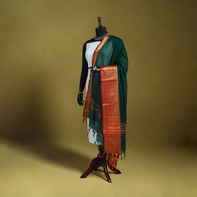 Green - dharwad cotton dupatta with zari border 14
