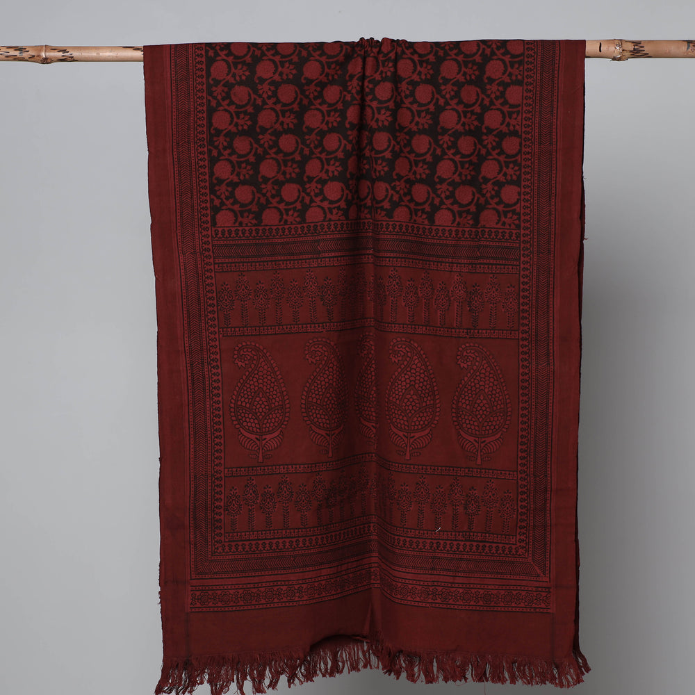 Red - Bagh Hand Block Printed Handloom Cotton Towel