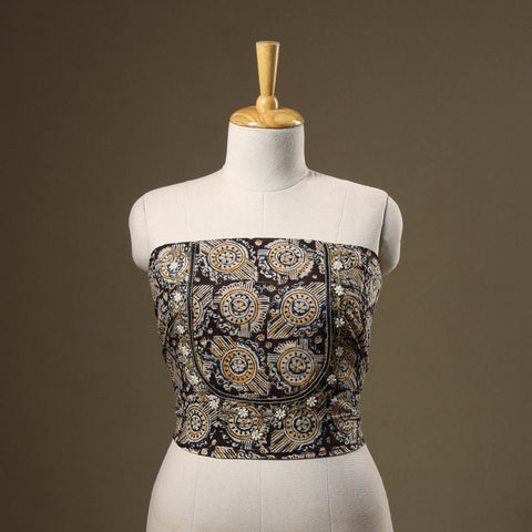 Black - kalamkari hand embroidery cotton blouse piece 22
