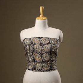 Black - kalamkari hand embroidery cotton blouse piece 22