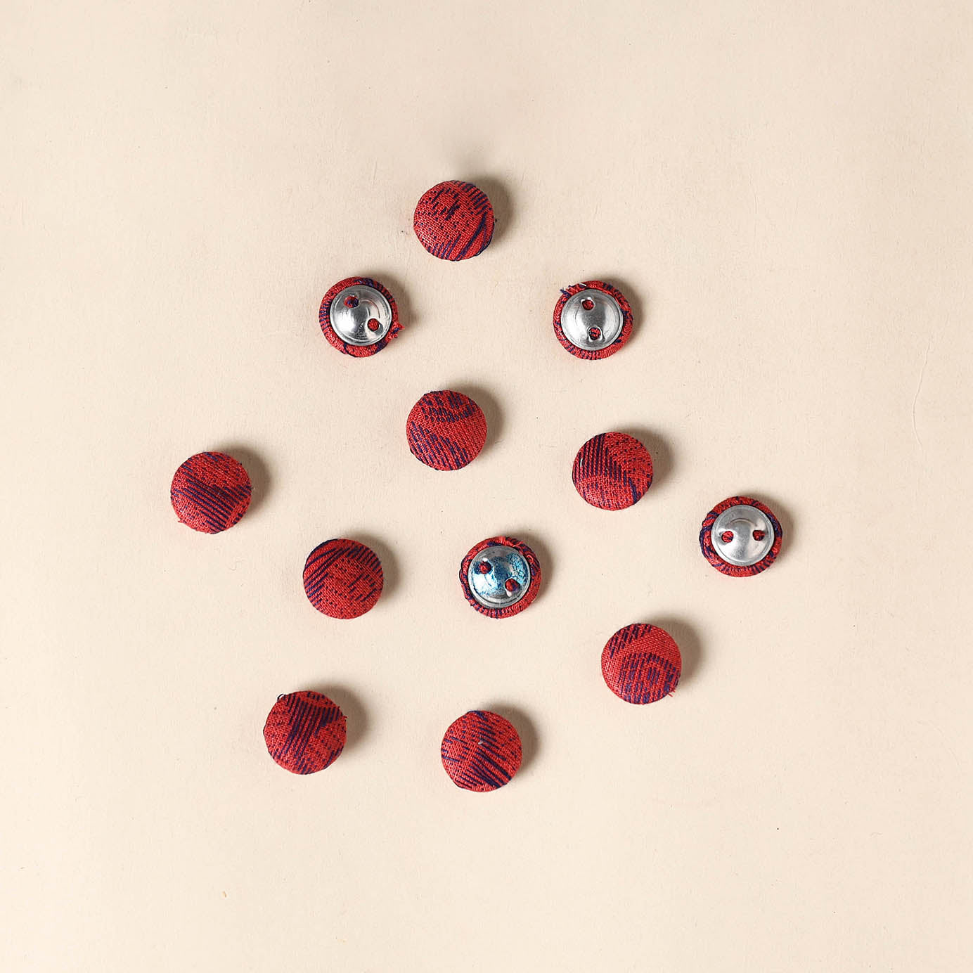  Red Handmade Fabric Button Small at iTokri