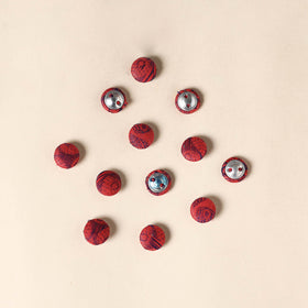  Red Handmade Fabric Button Small at iTokri