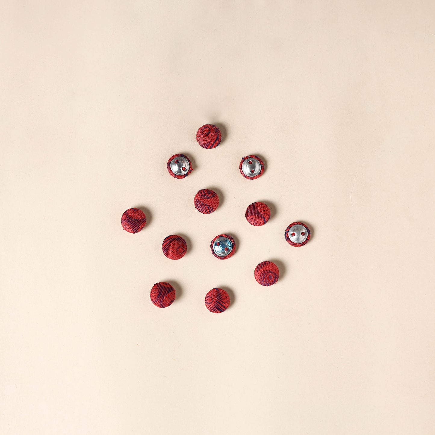  Red Handmade Fabric Button Small at iTokri