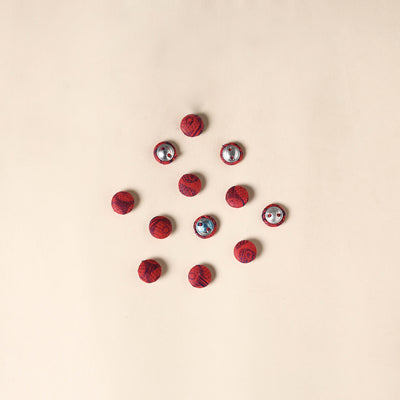 Red Handmade Fabric Button Small at iTokri