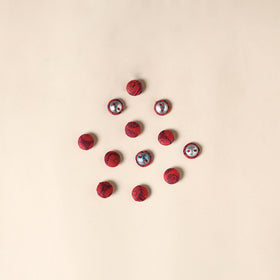  Red Handmade Fabric Button Small at iTokri